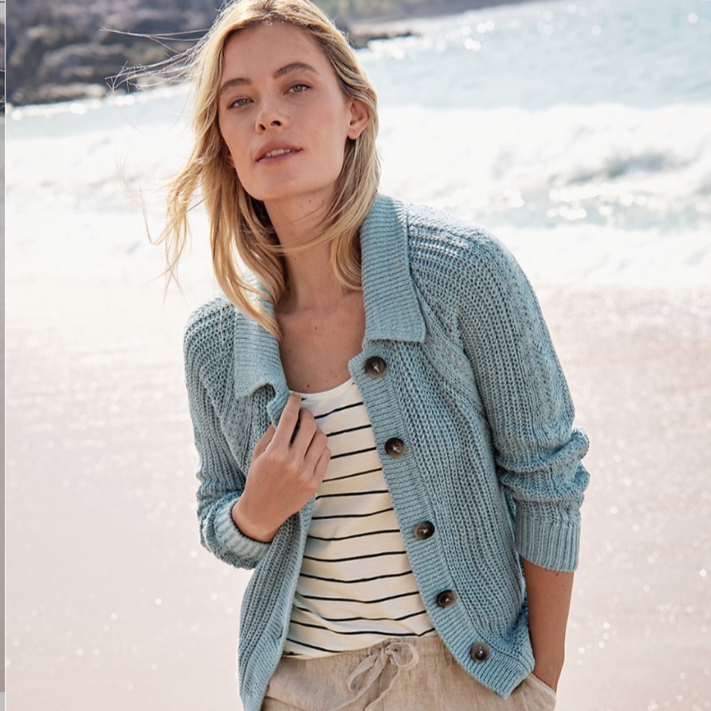 Garnet Hill Linen & Cotton Cardigan Sweater